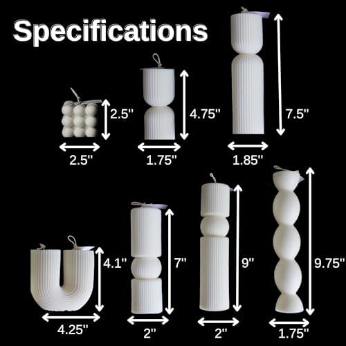 7Pc Large Pillar Candle Set Minimalist Decor