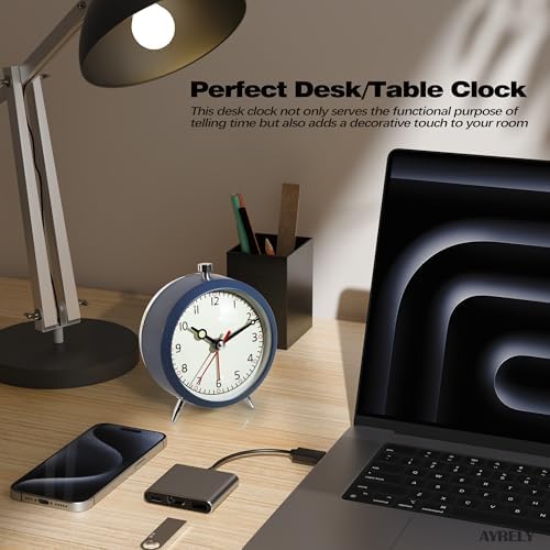 AYRELY 4 Inch Loud Analog Alarm Clock with Retro Design