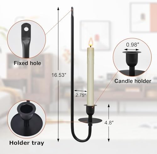 Elegant Black Wall Candle Holder Set with Remote Control