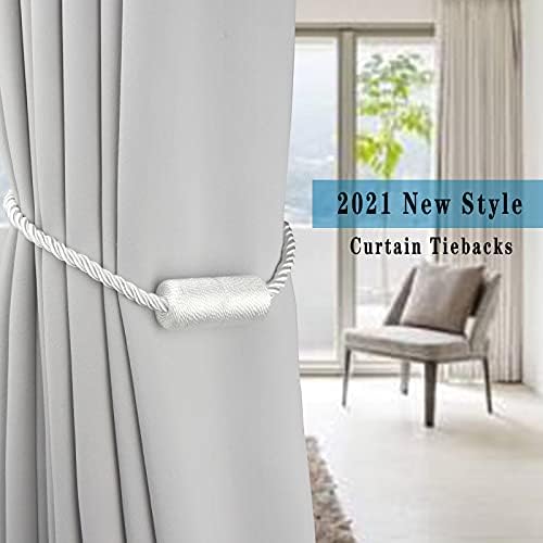 Porlau 4 Pack White Magnetic Curtain Holdbacks