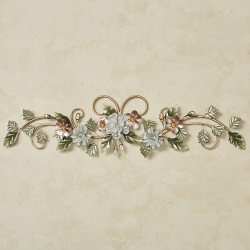 Touch of Class Flowering Charm Metal Wall Topper - Pink Gray Green Taupe Gold