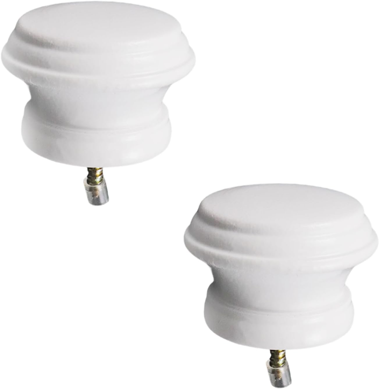 Antrader White Wood Curtain Rod Finials Pack of 2
