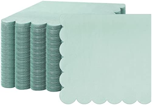 100 Pcs Scalloped Mint Green Napkins for Parties
