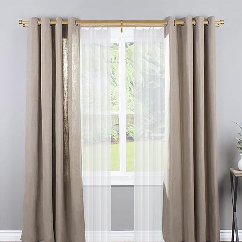 Joodxoe Double Curtain Rods 36-72 Inch Telescoping Warm Gold