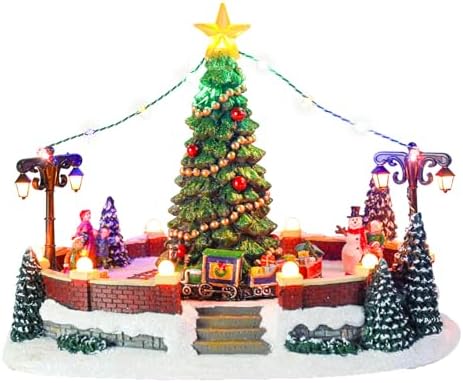 MUMTOP Christmas Village with Rotating Train and Music