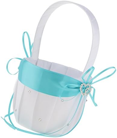 2PCS Wedding Flower Girl Baskets with Double Heart Rhinestone Design
