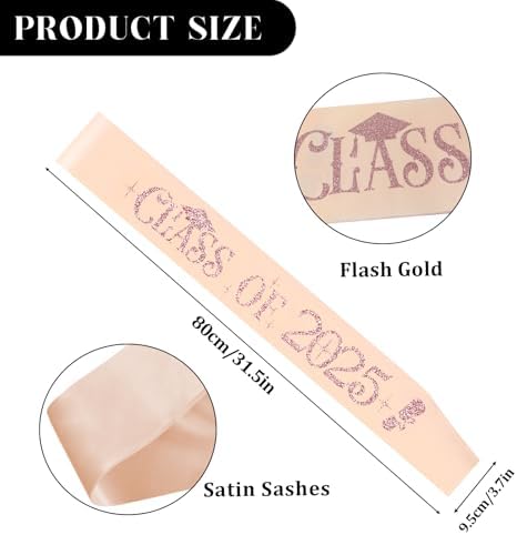 Class of 2025 Pink Sash with Rose Gold Foil