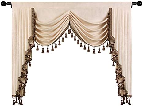 ELKCA Beige Chenille Valance for Living Room and Bedroom