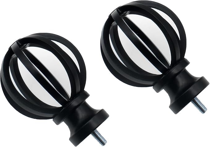 Matte Black Curtain Rod End Caps Finials 2 Pcs