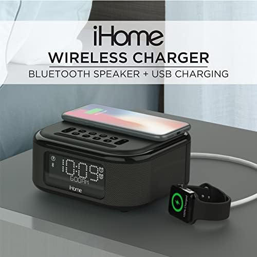 iHome Alarm Clock with Wireless Charging and Bluetooth Speaker