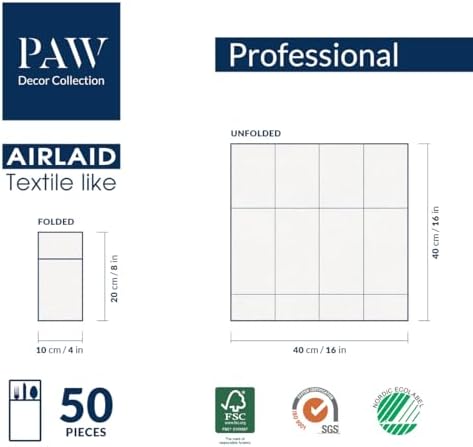PAW Decor Linen Feel Napkins with Flatware Pocket 50 Count