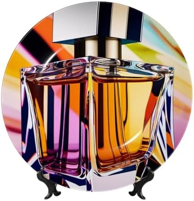 Ceramic Decorative Plate with Perfume Bottle Print 6in