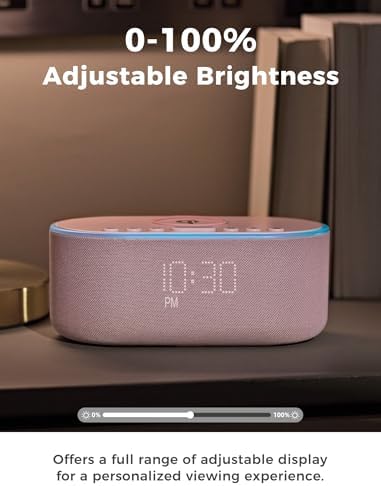 Wireless Charging Alarm Clock Radio with 10W Speaker and FM Radio - Pink