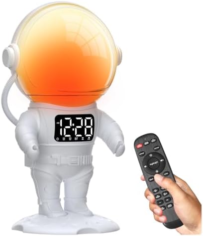 4-in-1 Astronaut Alarm Clock with White Noise and Nightlights