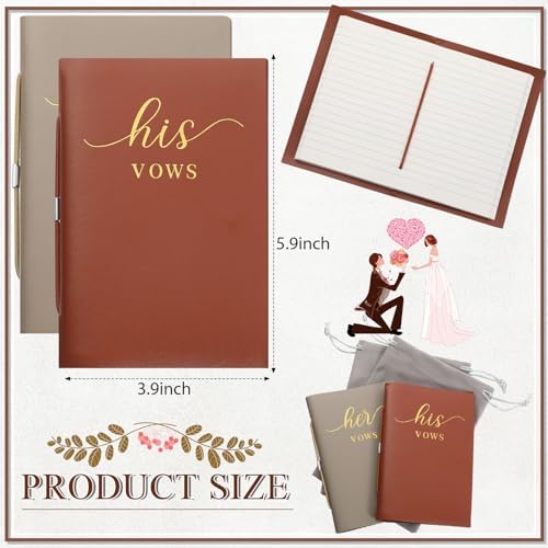 2 Pcs His Hers Wedding Vow Books 50 Pages Each Copper Brown Almond