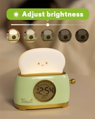 Cute Toast Alarm Clock for Kids and Teens