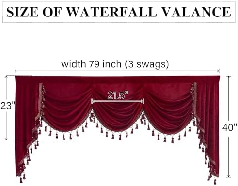 NICETOWN Thick Chenille Waterfall Valance with Tassel