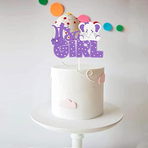 Purple Elephant Its a Girl Cake Topper