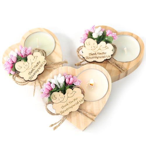 50 Piece Pink Wooden Candle Holders for Baby Shower Favors