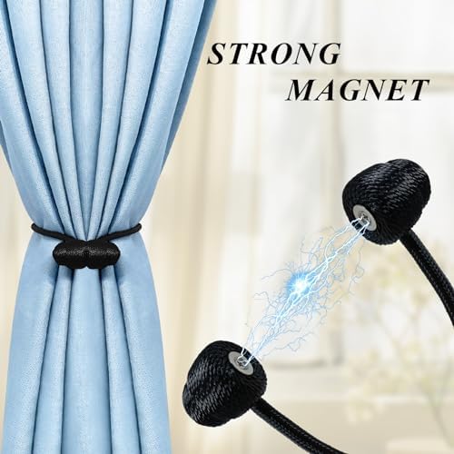 Tifanso Black Magnetic Curtain Holdbacks - 4pcs