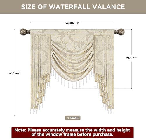 Loom and Mill Beige Jacquard Waterfall Valance 39 Inch 1 Panel