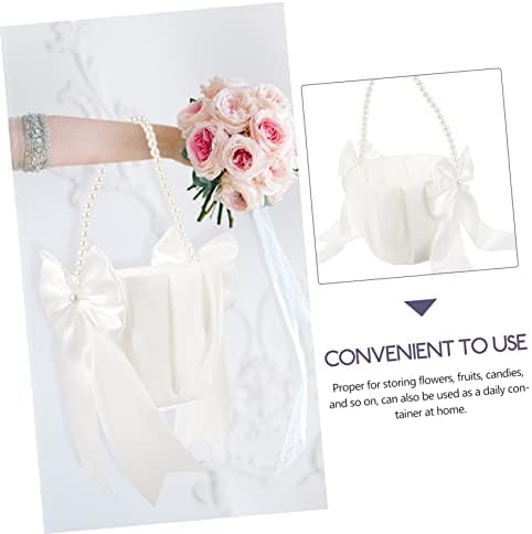 LIFKOME 2pcs Wedding Petal Baskets with Pearl Handles
