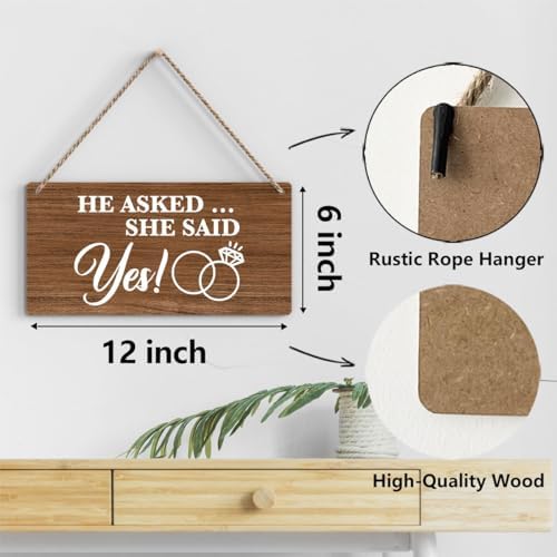 Bellowdeer Rustic Wedding Sign She Said Yes 12x6 Inches Brown