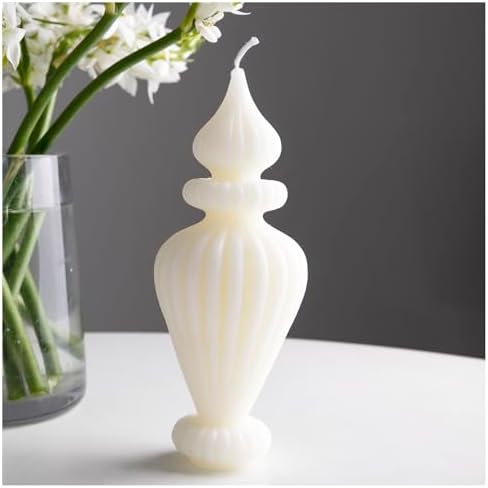 4 Pcs Ribbed Pillar Candles with Modern Aesthetic Design