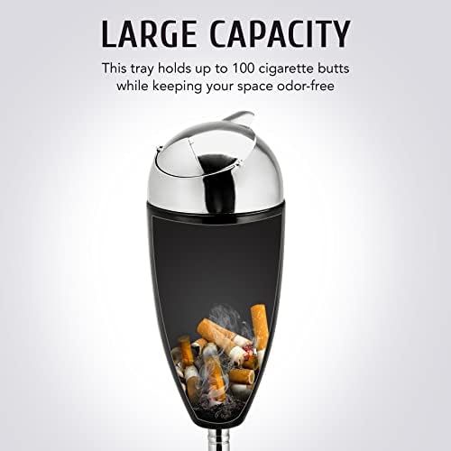 CO-Z Adjustable Ashtray with Lid 3 Height Options Black