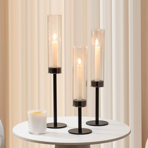 Black Hurricane Candle Holders Set of 3