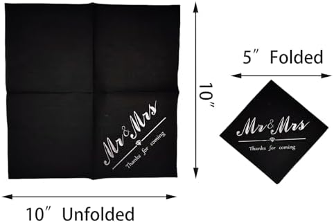 Mr Mrs Silver Black 50pc Disposable Napkins