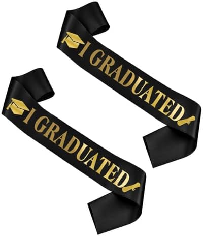 Dzrige Graduation Sash with Gold Letter 2 Pack