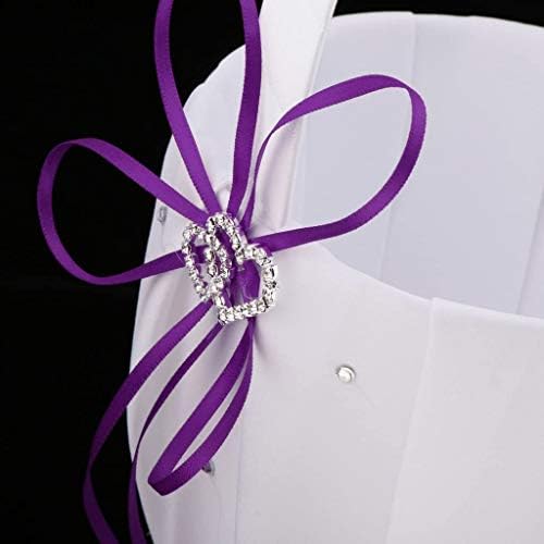 FRECI Purple Flower Girl Basket and Ring Pillow Set