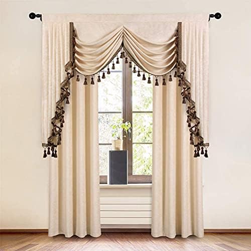 ELKCA Beige Chenille Valance for Living Room and Bedroom