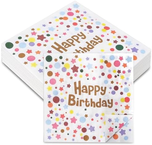 120 Pcs Polka Dot Rainbow Paper Napkins 13x13 Inch Set