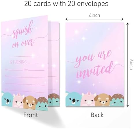 Squish Birthday Invitations with Envelopes Pack of 20 4x6