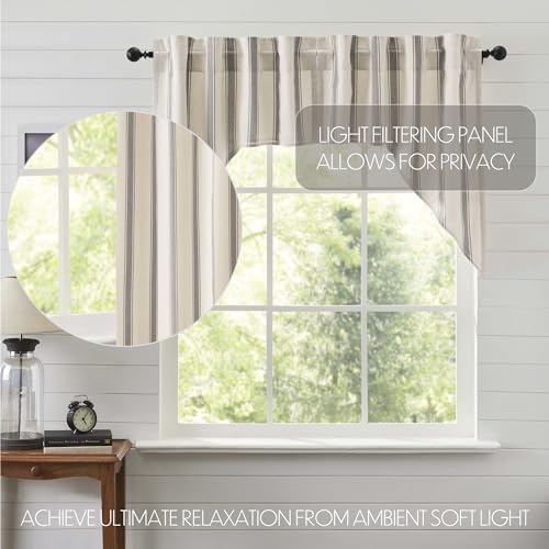 VHC Brands Grace Grain Sack Stripe Swag Panels Set of 2