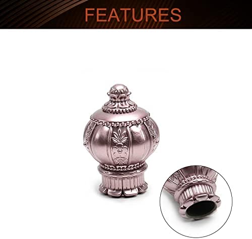 MroMax 2Pcs Curtain Rod Finials Rose Gold 1 Inch Outer Dia