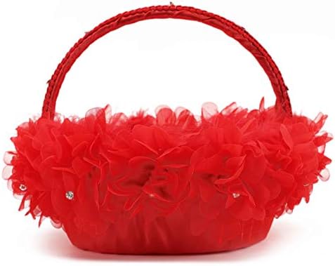 HE ANDI 9 Inch Red Flower Girl Basket