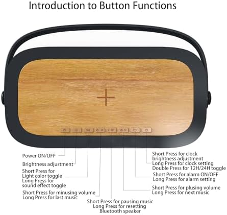 LOVME 5-in-1 Alarm Clock with Bluetooth Speaker and Wireless Charger