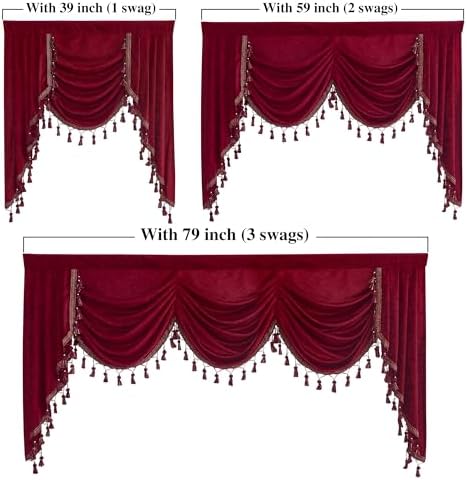 NICETOWN Thick Chenille Waterfall Valance with Tassel