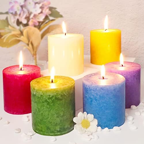 Decorative Pillar Scented Candles Set of 6 with 6 Scents