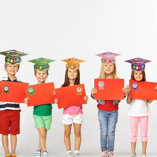 64 Pieces Preschool Graduation Caps with Reward Badges