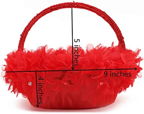 HE ANDI 9 Inch Red Flower Girl Basket