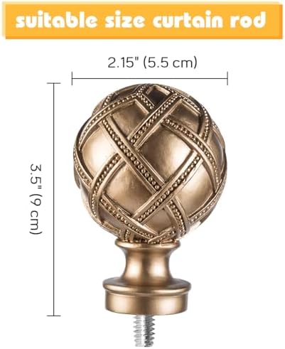 Ycolnaefllr Round Gold Finials for Curtain Rods