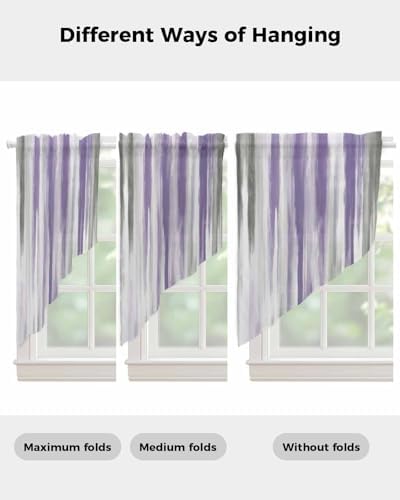 Purple Gray Swag Curtain Valance for Small Windows