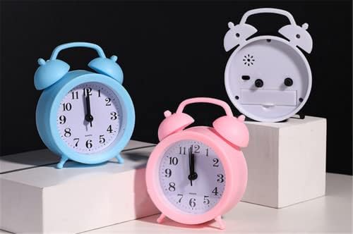 TXY Kids Alarm Clock Pink Battery Operated Mini Analog Round Bedside Desk Clock