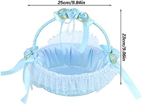 Pink Flower Girl Baskets with Handle for Weddings