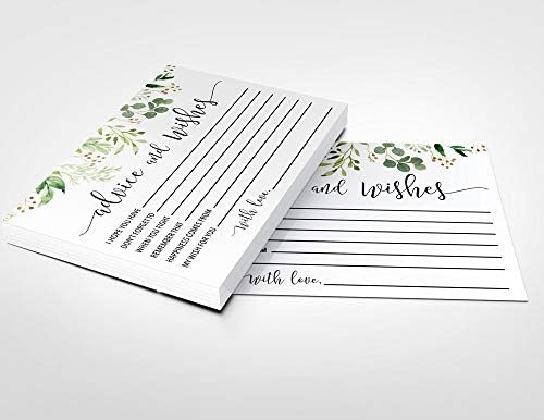 Mr and Mrs Advice Cards with Greenery Decor 50 Pack