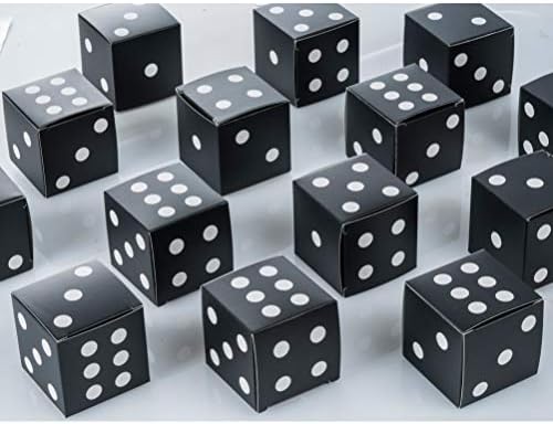 AWELL Black Dice Favor Box with Black Ribbon Pack of 50